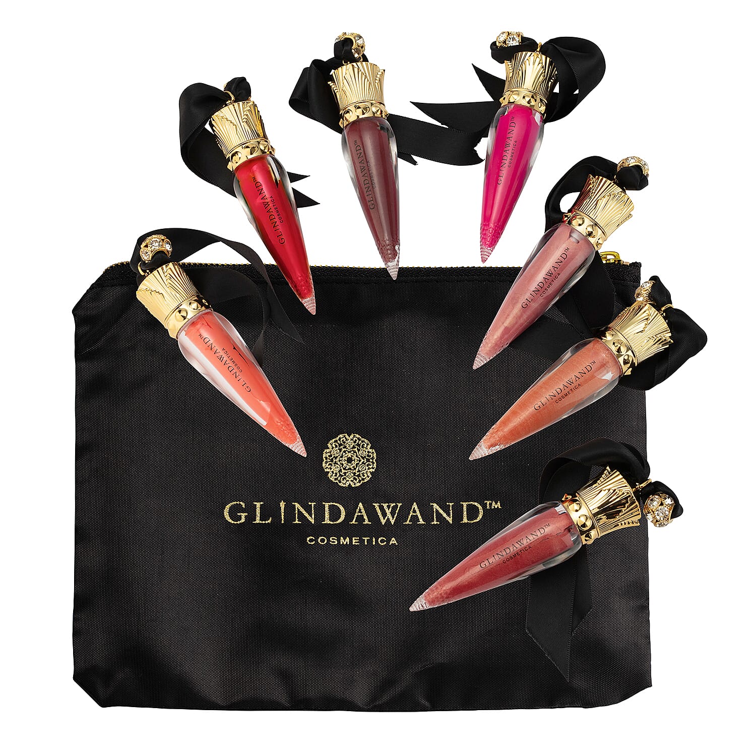 GlindaWand Seven Virtues Lipgloss Set ( Incl. All Colours- Diligence , Humility , Kindness , Patience , Charity,Temperance , Chastity in a MakeupBag )