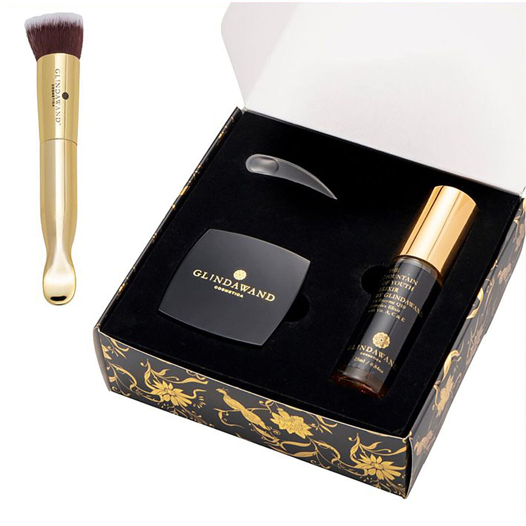 Glindawand- Duo Gift Box (Incl. Fountain of Youth Elixir - 25ml & Divinity Foundation) - Mediterranean (With Free Fibre Brush with Spoon)