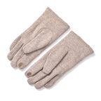 Cashmere Gloves with Rhinestone -Beige