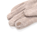 Cashmere Gloves with Rhinestone -Beige