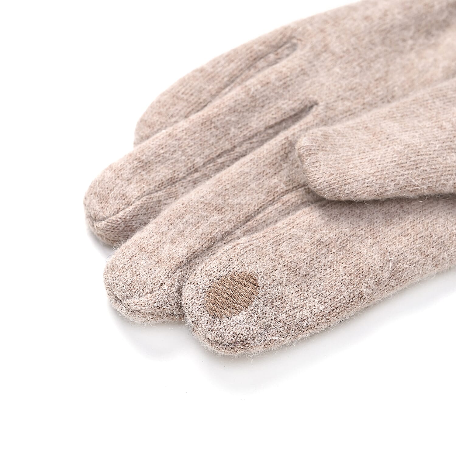 Cashmere Gloves with Rhinestone -Beige