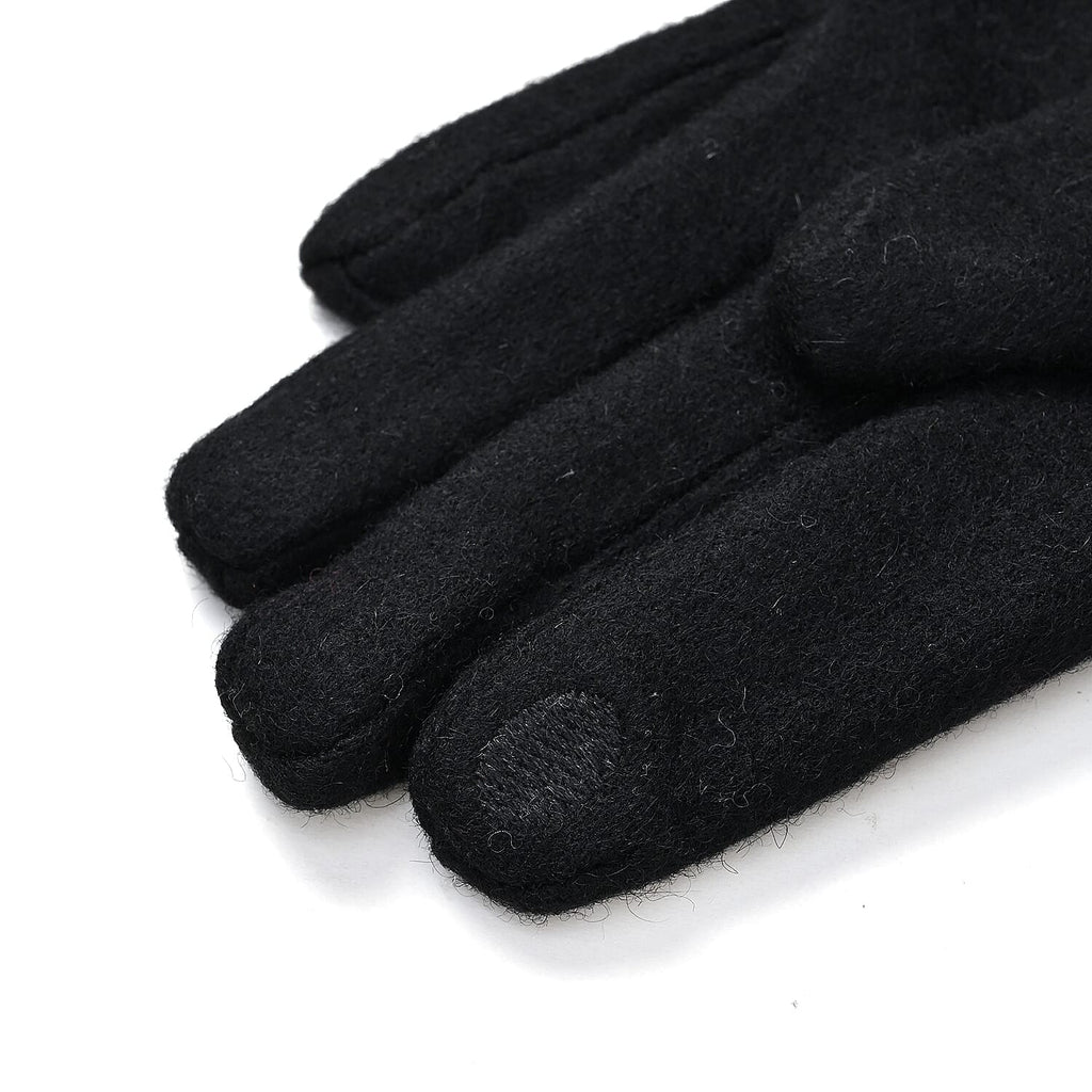 Cashmere Gloves with Rhinestone -Black