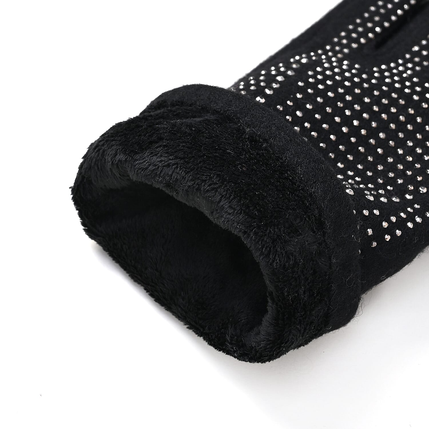 Cashmere Gloves with Rhinestone -Black