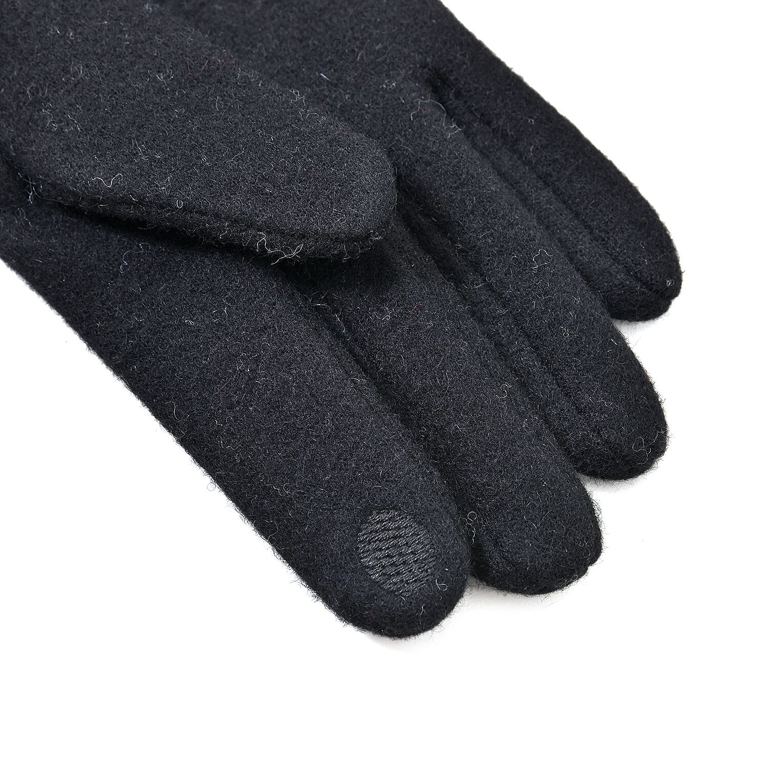 Cashmere Wool Winter Gloves - Black