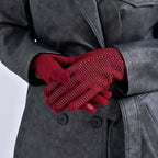 Cashmere Gloves with Rhinestone- Fuchsia