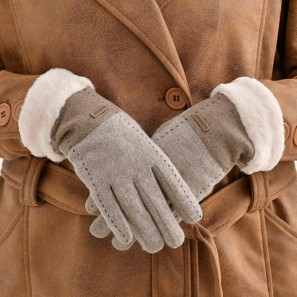 70% Cashmere Gloves- Khaki & Grey