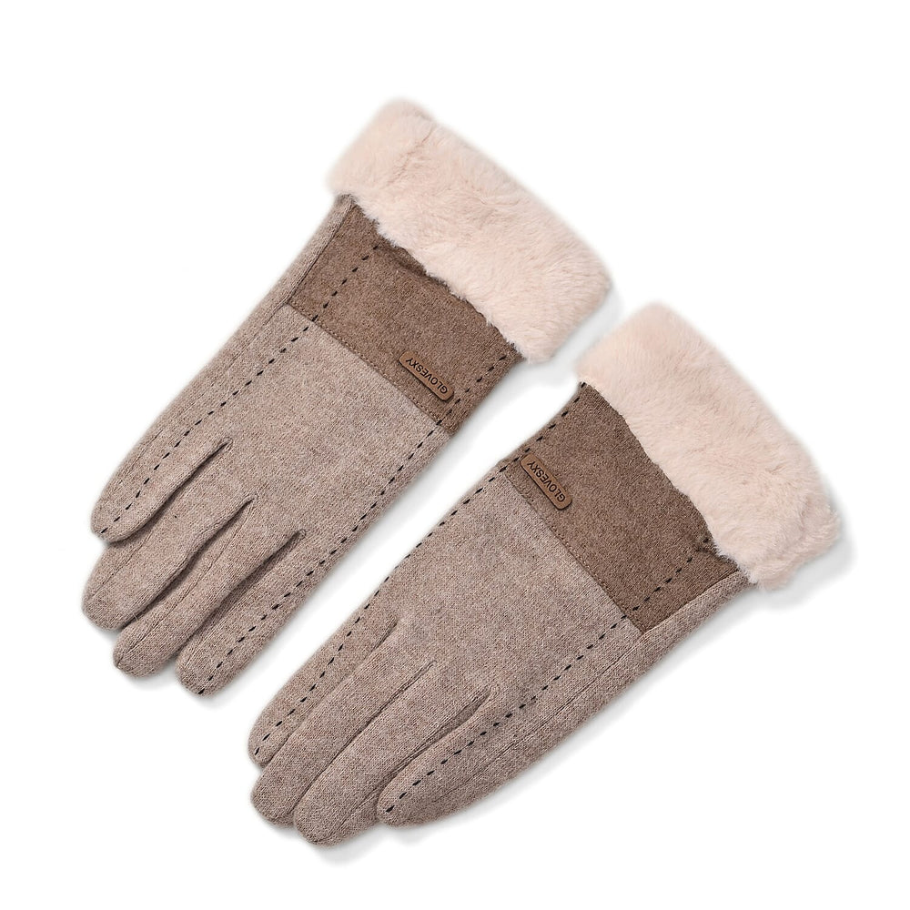 70% Cashmere Gloves- Khaki & Grey