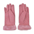 Luxurious 70% Cashmere Gloves with Faux Fur Trim - Pink