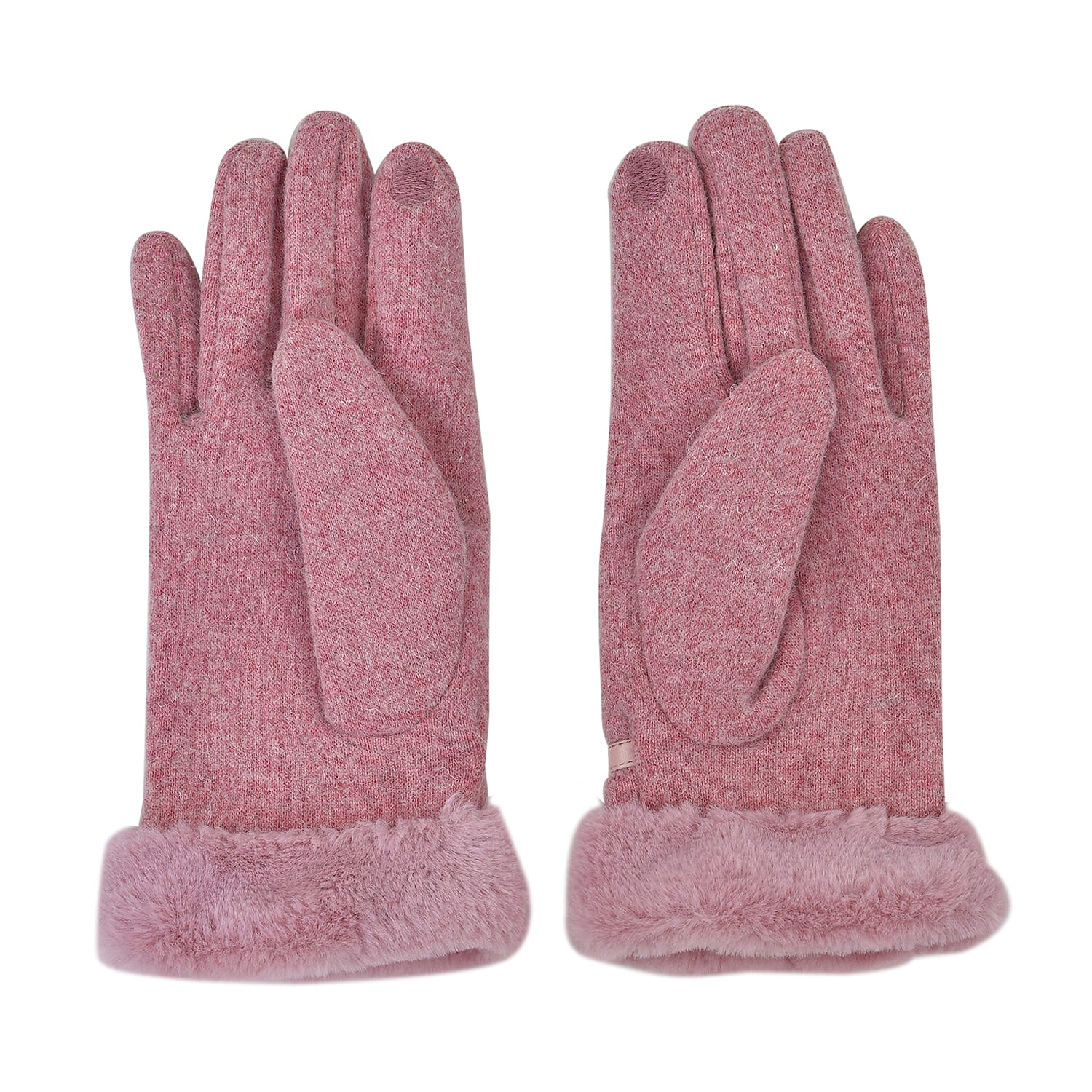 Luxurious 70% Cashmere Gloves with Faux Fur Trim - Pink