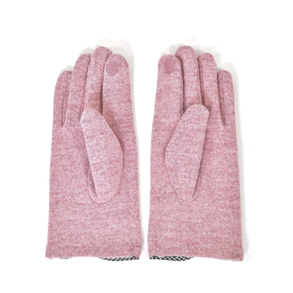 Luxury Cashmere Wool Gloves With Button Detailing and Fleece Lining - Pink