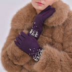 Gloves - 70% cashmere wool - One Size- Purple