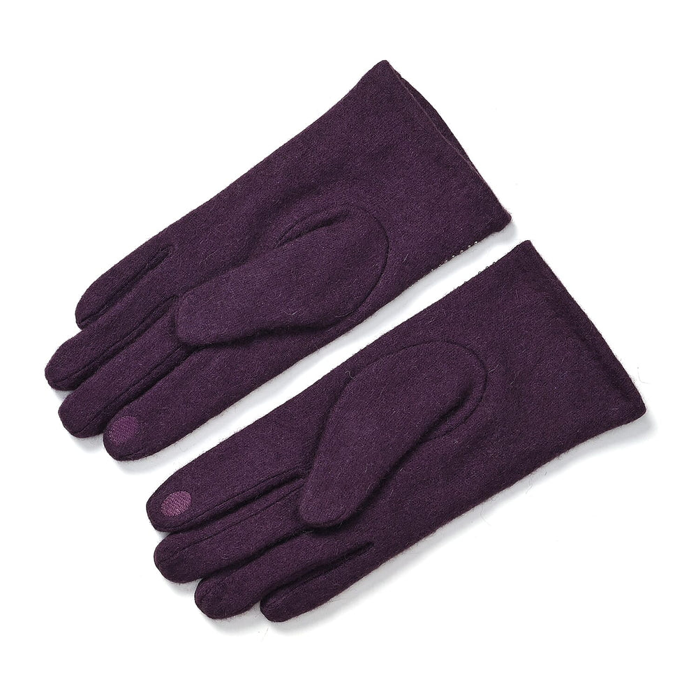 Cashmere Gloves with Rhinestone -Purple & Black