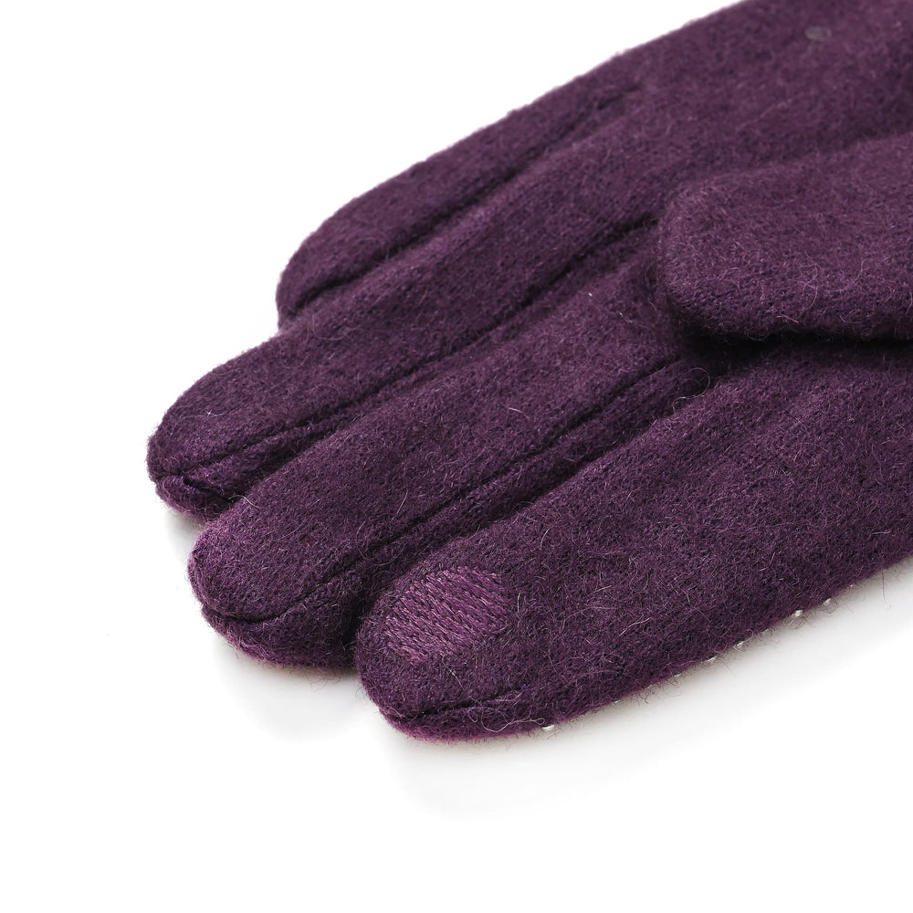 Cashmere Gloves with Rhinestone -Purple & Black