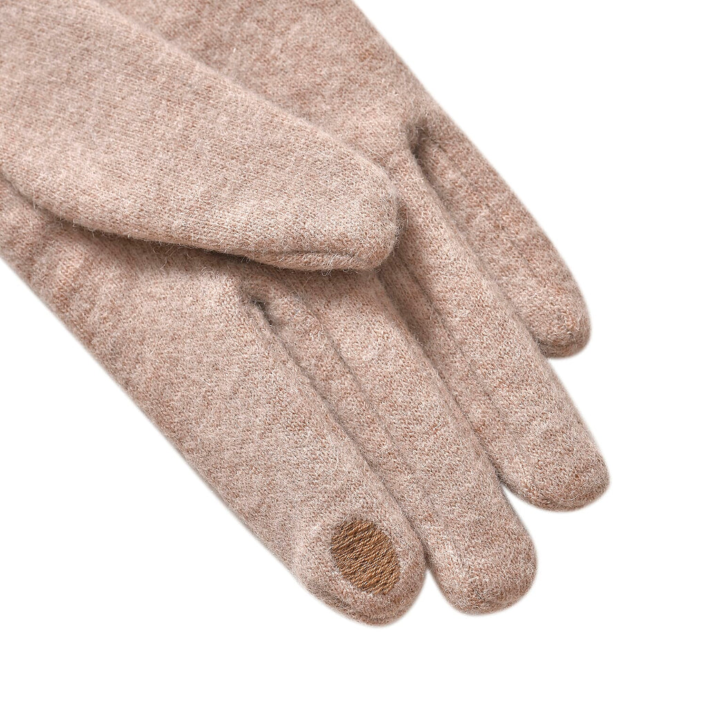 Cashmere Touch Screen Gloves with Decorative Bowknot - Beige