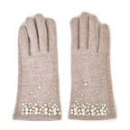 Winter Must-Have - Cashmere Touch Screen Beaded Gloves - Beige