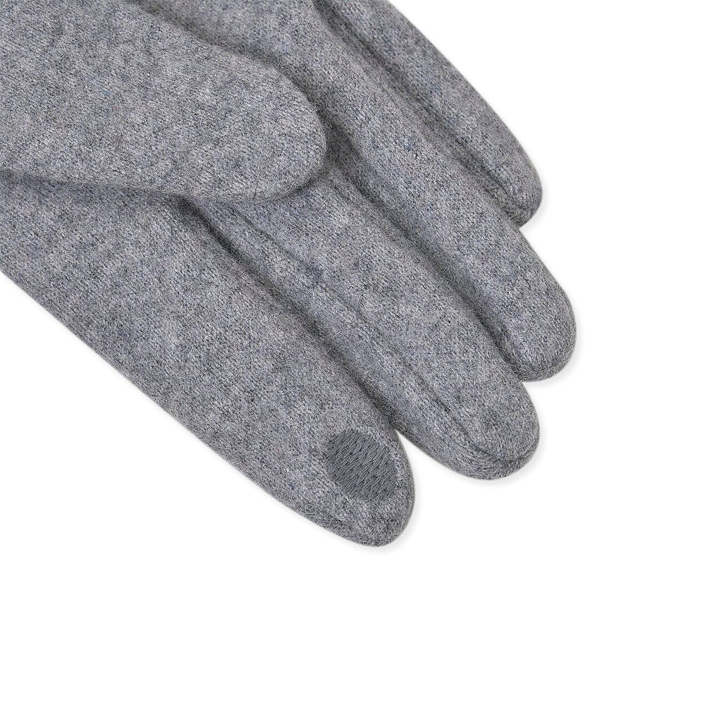 Cashmere Double Layer Gloves with Warm Fleece Interior & Faux Fur Trim (Touch Screen Usable)- Grey