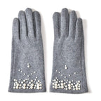Winter Must-Have - Cashmere Touch Screen Beaded Gloves - Grey