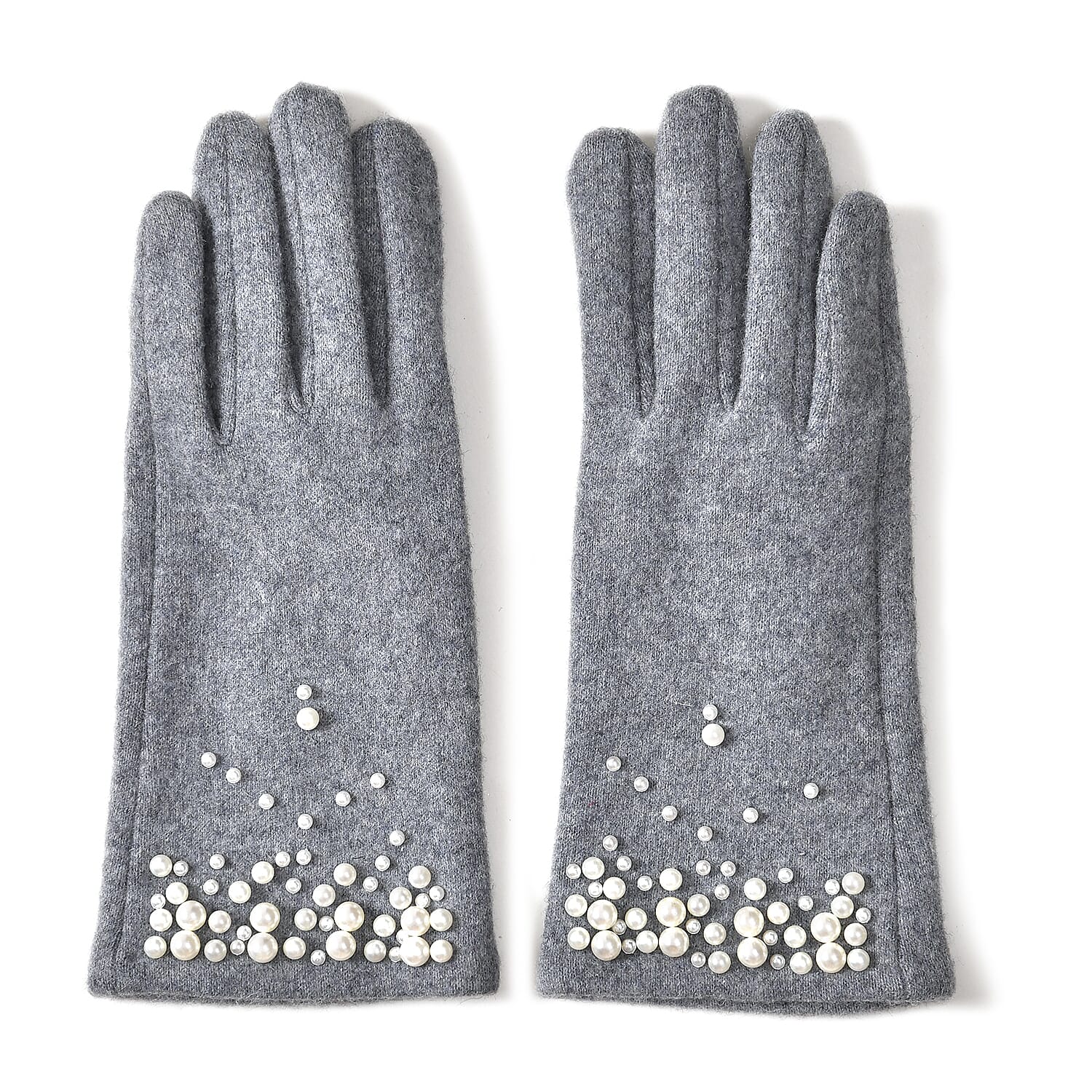 Winter Must-Have - Cashmere Touch Screen Beaded Gloves - Grey