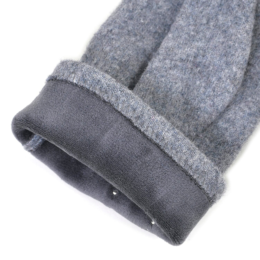 Winter Must-Have - Cashmere Touch Screen Beaded Gloves - Grey