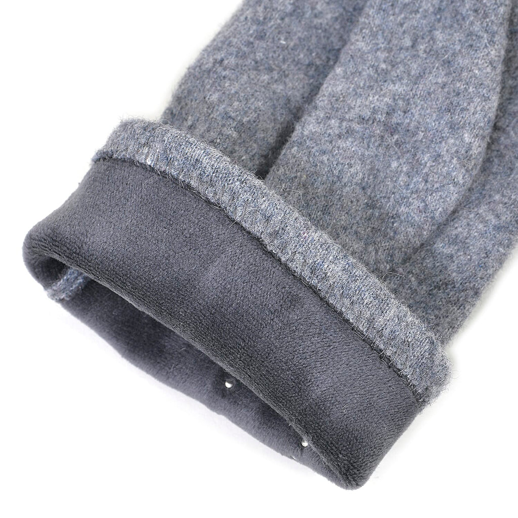 Winter Must-Have - Cashmere Touch Screen Beaded Gloves - Grey