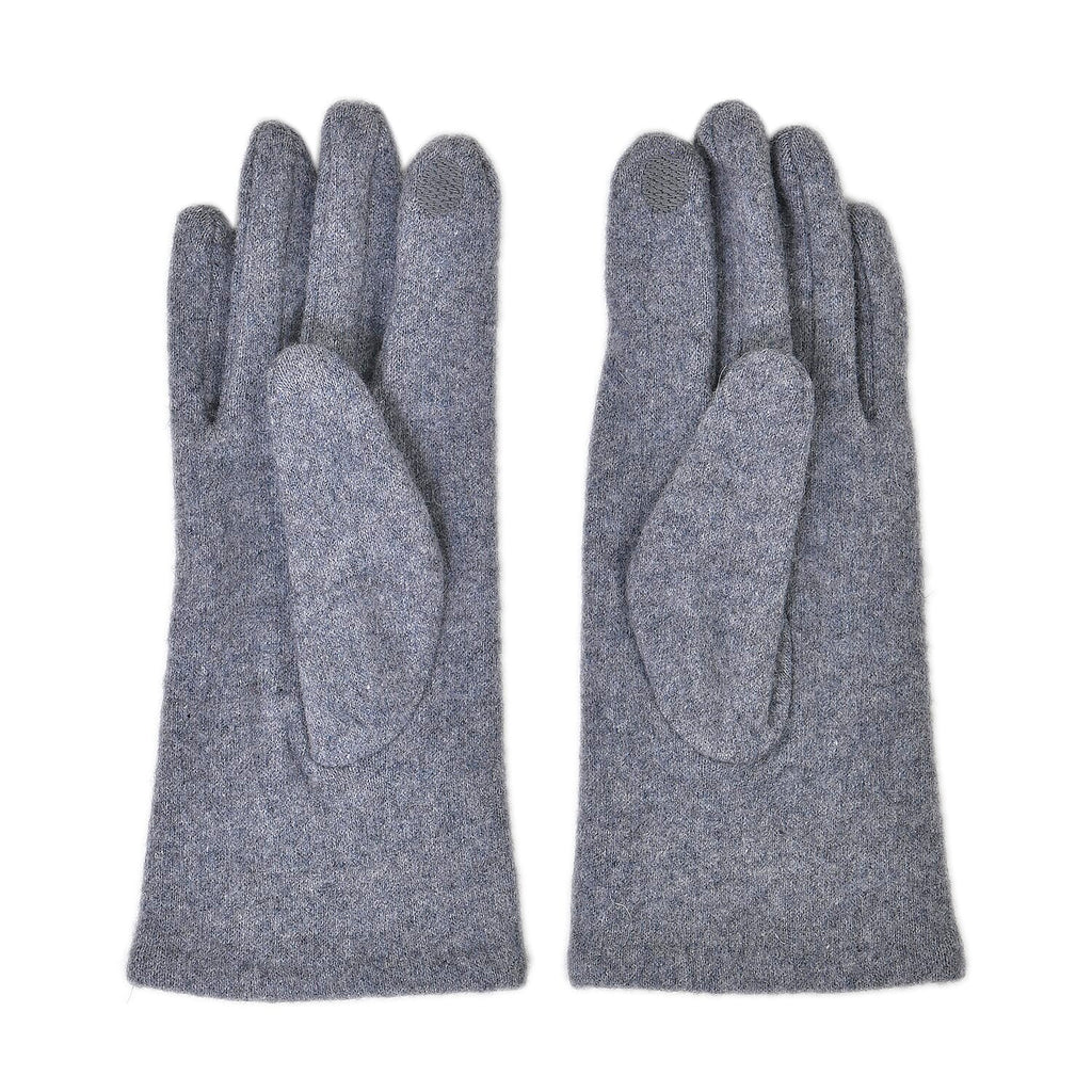Cashmere Gloves Decorated with Shiny Beads & Touch Screen Function - Grey