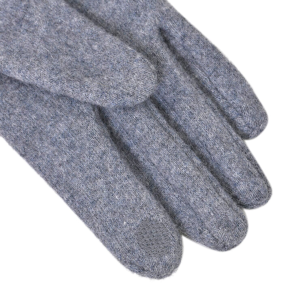 Cashmere Gloves Decorated with Shiny Beads & Touch Screen Function - Grey