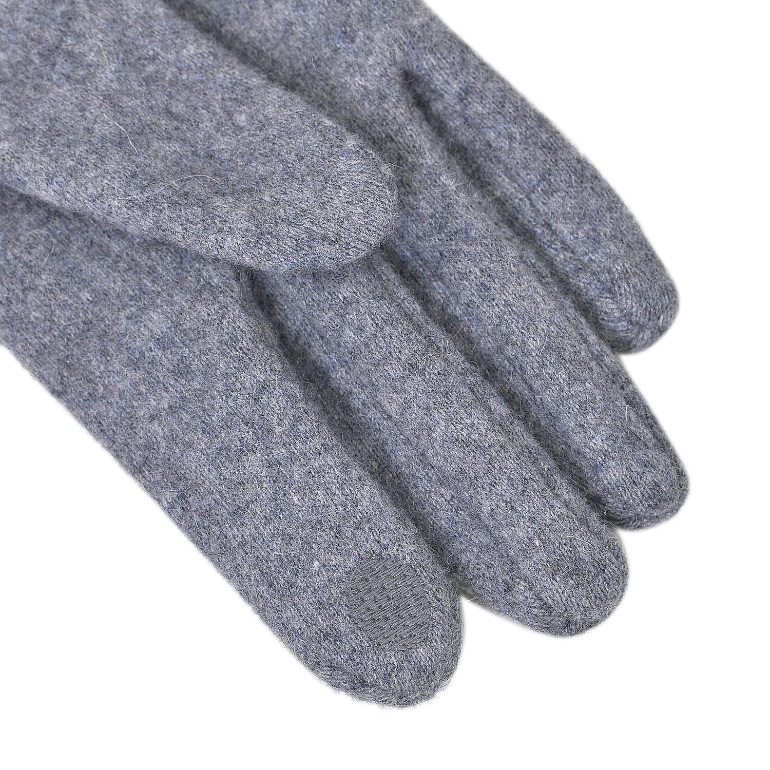 Cashmere Gloves Decorated with Shiny Beads & Touch Screen Function - Grey