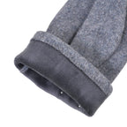 Cashmere Gloves Decorated with Shiny Beads & Touch Screen Function - Grey
