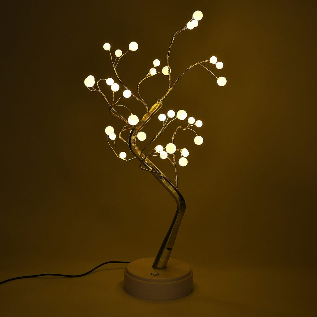 Gold Pearl LED Tree Lamp, 36 Warm Lights, USB-Battery Dual Power (45 cm) - Champagne