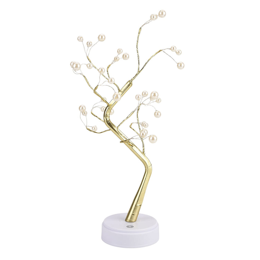 Gold Pearl LED Tree Lamp, 36 Warm Lights, USB-Battery Dual Power (45 cm) - Champagne