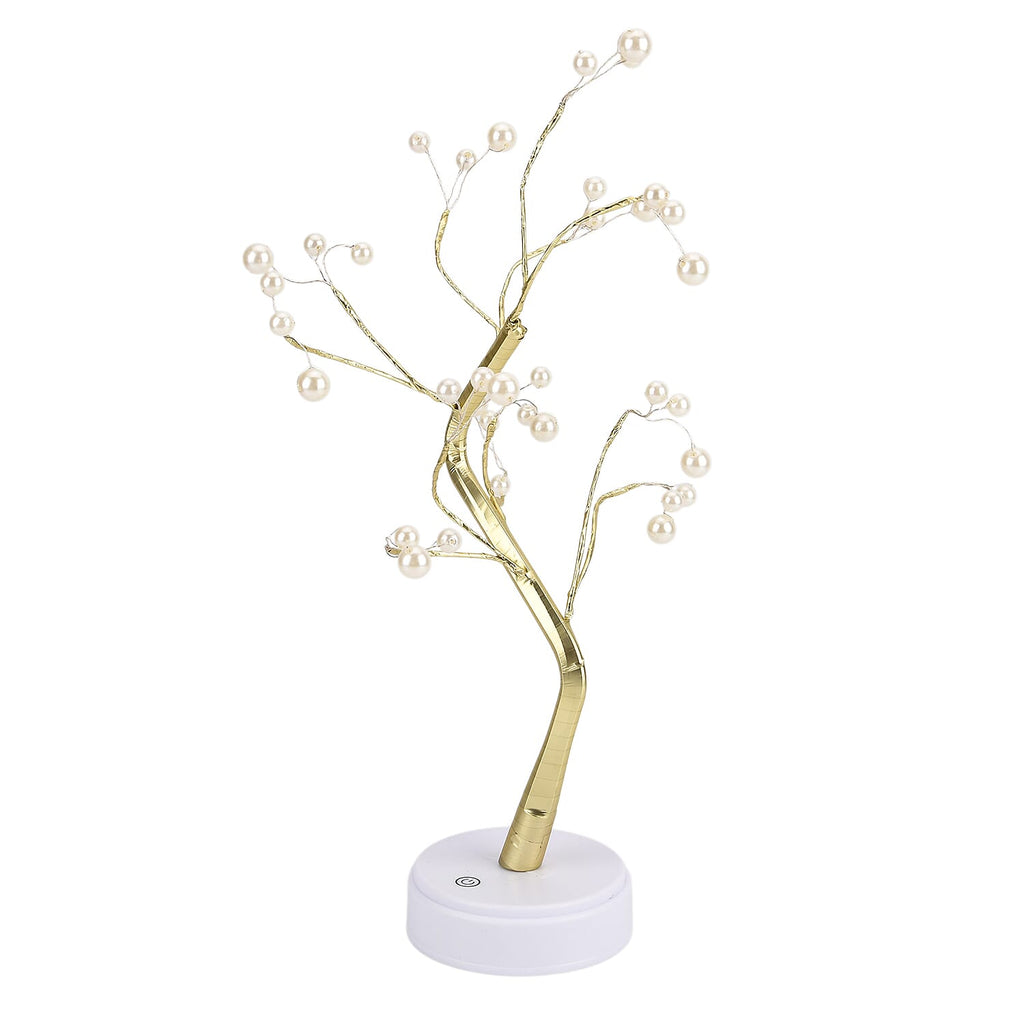 Gold Pearl LED Tree Lamp, 36 Warm Lights, USB-Battery Dual Power (45 cm) - Champagne