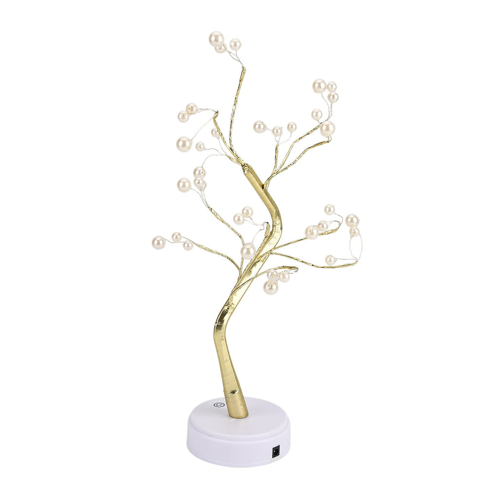 Gold Pearl LED Tree Lamp, 36 Warm Lights, USB-Battery Dual Power (45 cm) - Champagne