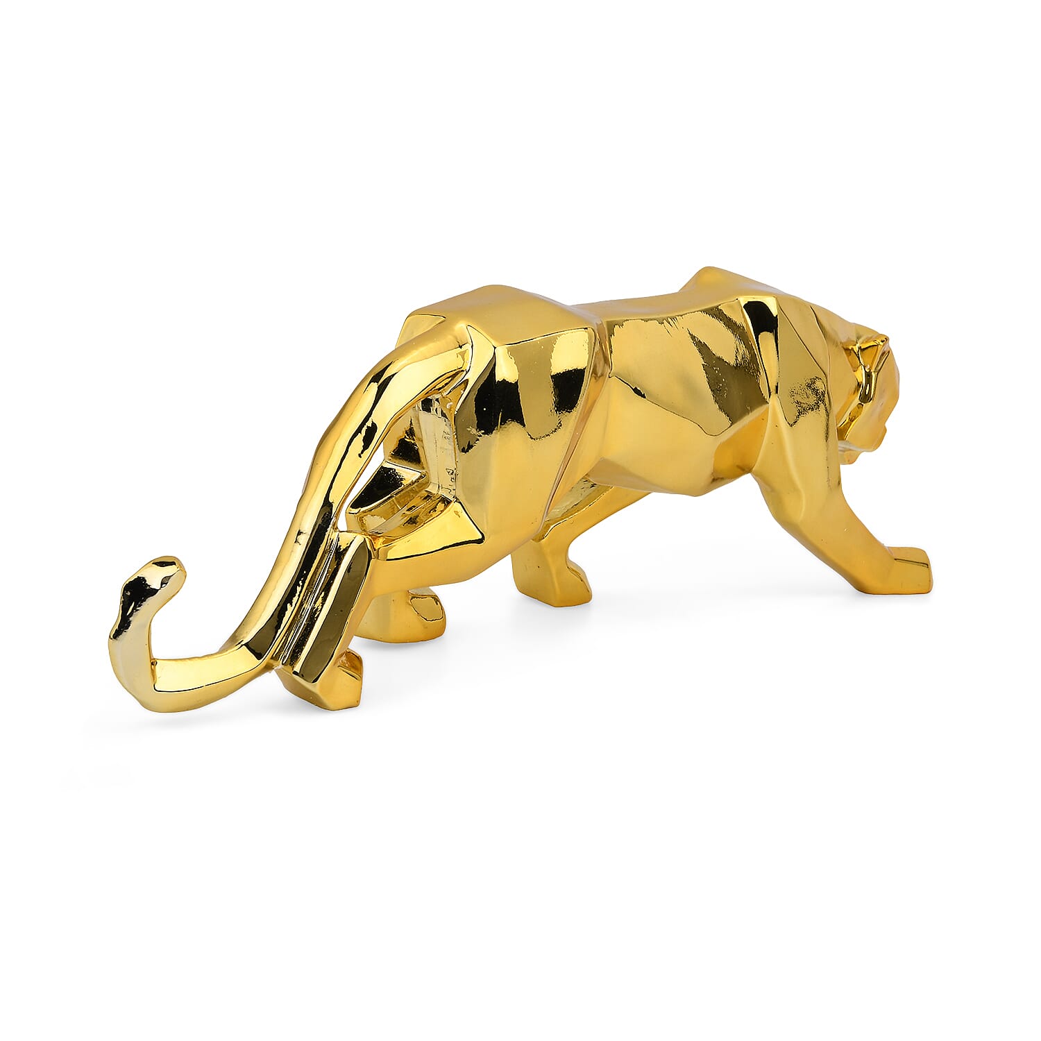Auspicious Resin Leopard Sculpture (Size 40x10x13cm)-Golden