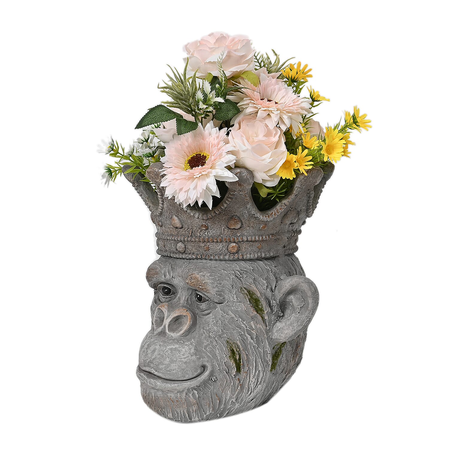 Gorilla Head Statue Pot for Plants (Size 30x27.5x33cm) - Grey