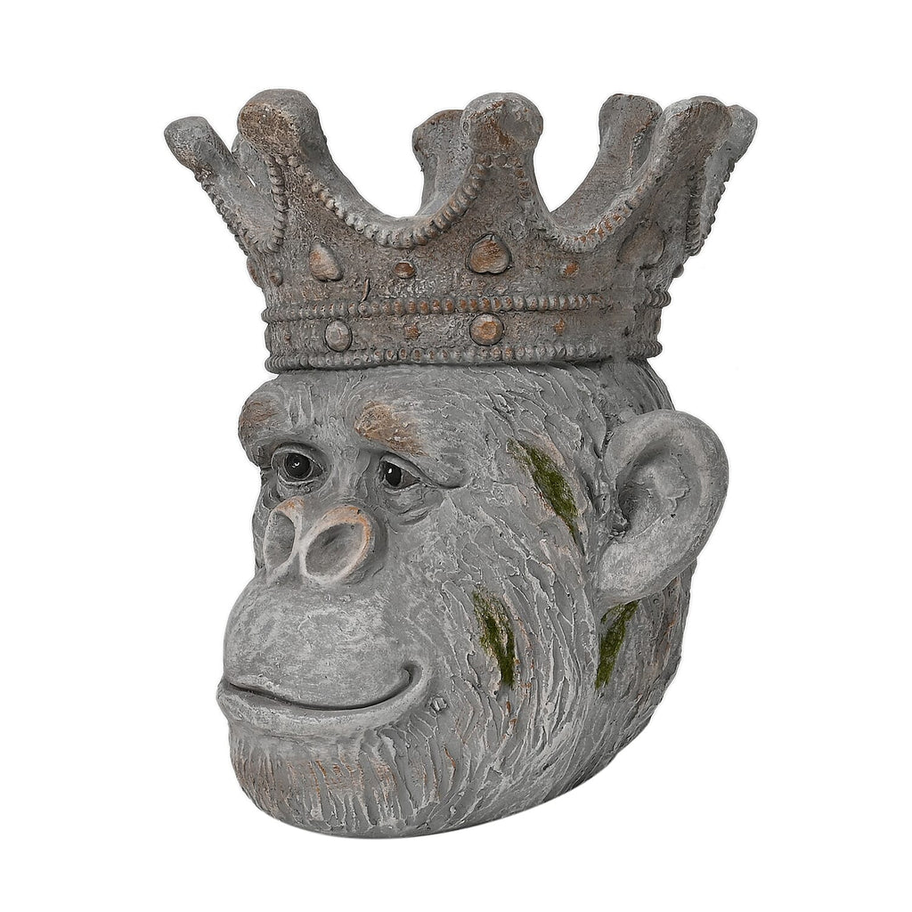 Gorilla Head Statue Pot for Plants (Size 30x27.5x33cm) - Grey