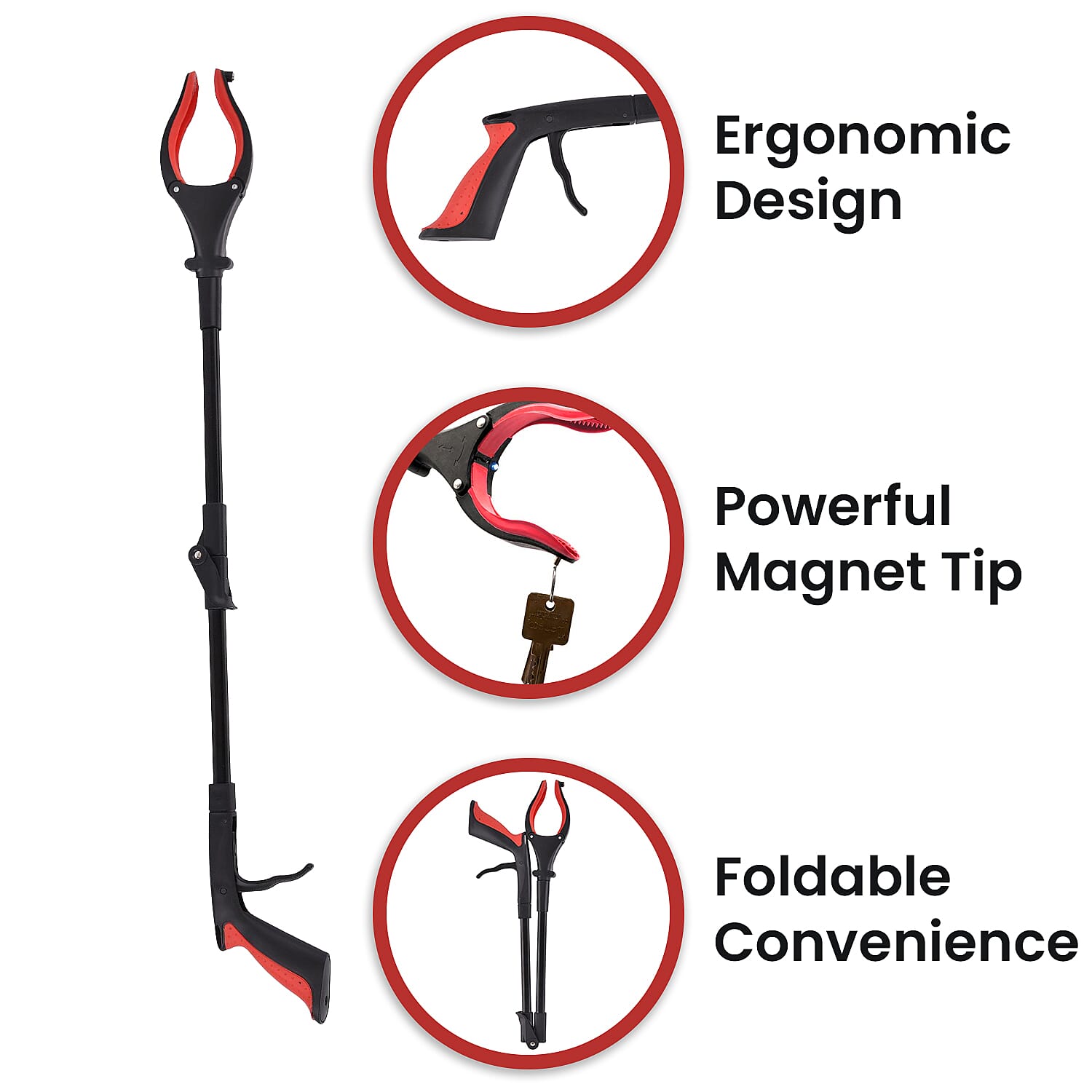 OTO - Back By Demand - Grabber Tool with Magnet and LED Light (Length-82 cm)  - Red