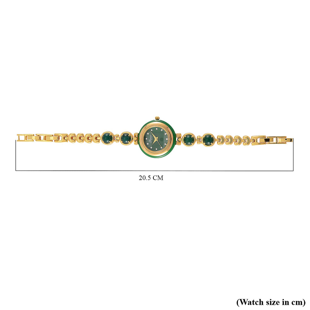 ONE TIME DEAL  - GENOA TIME V2 Japanese Movt. Green Jade, Resin & Austrian White Crystal Bracelet Watch