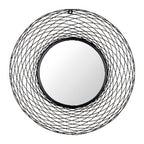 Green Decore Closeout -- Trellis Mesh Round Wall Mirror (Size 72 cm) - Black Mesh