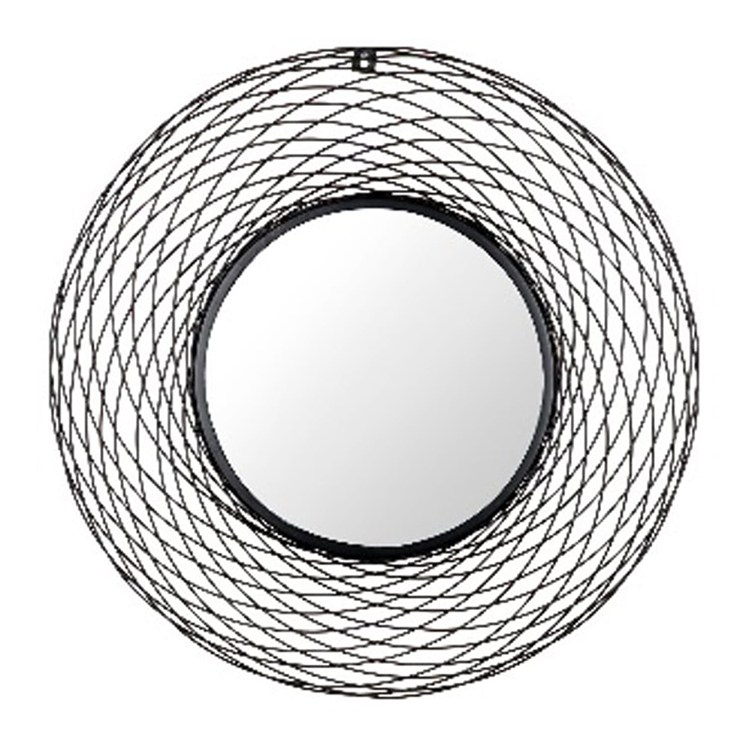 Green Decore Closeout -- Trellis Mesh Round Wall Mirror (Size 72 cm) - Black Mesh