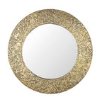 Green Decore Closeout -- Abyss Textured Round Wall Mirror (Size 63 cm) - Gold