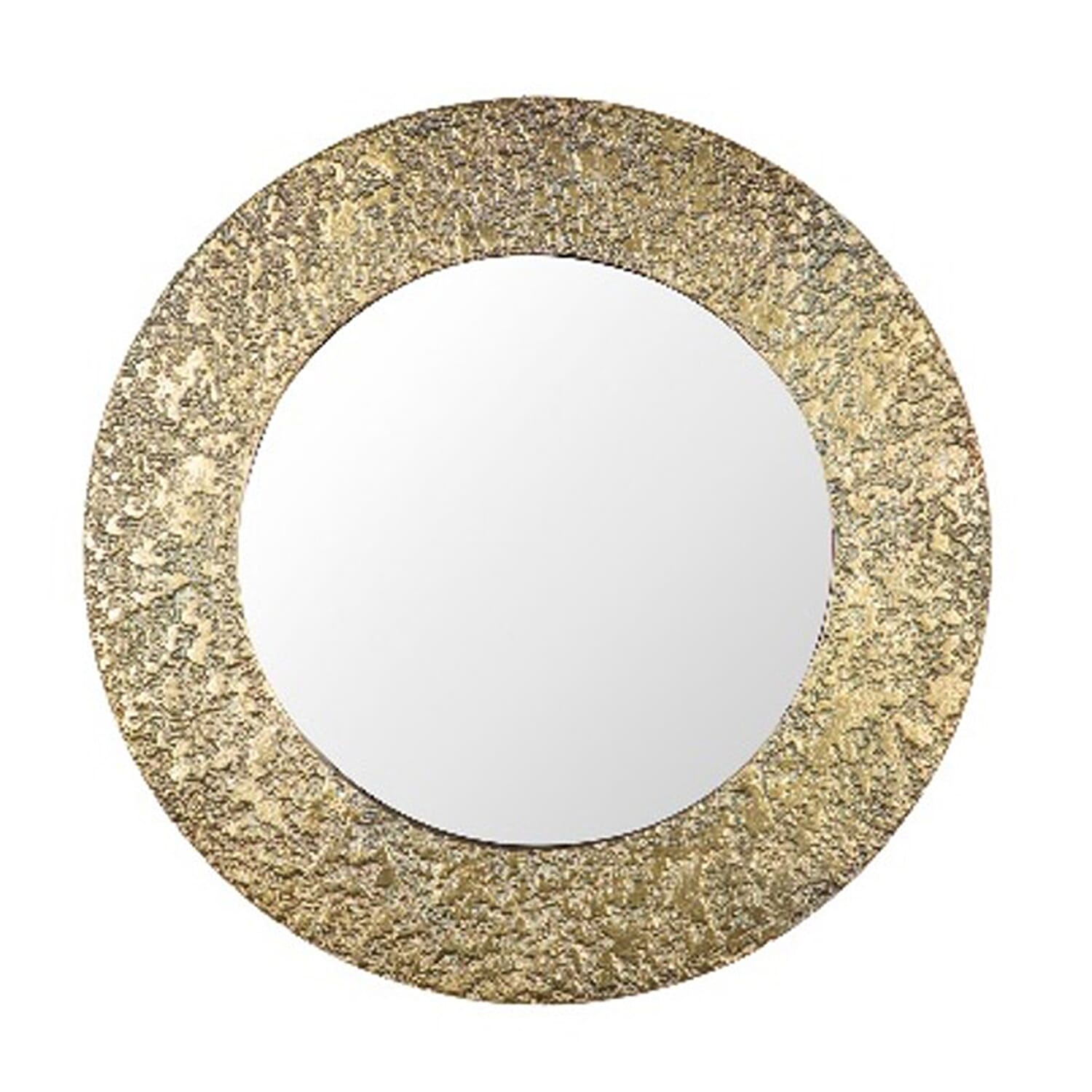 Green Decore Closeout -- Abyss Textured Round Wall Mirror (Size 63 cm) - Gold