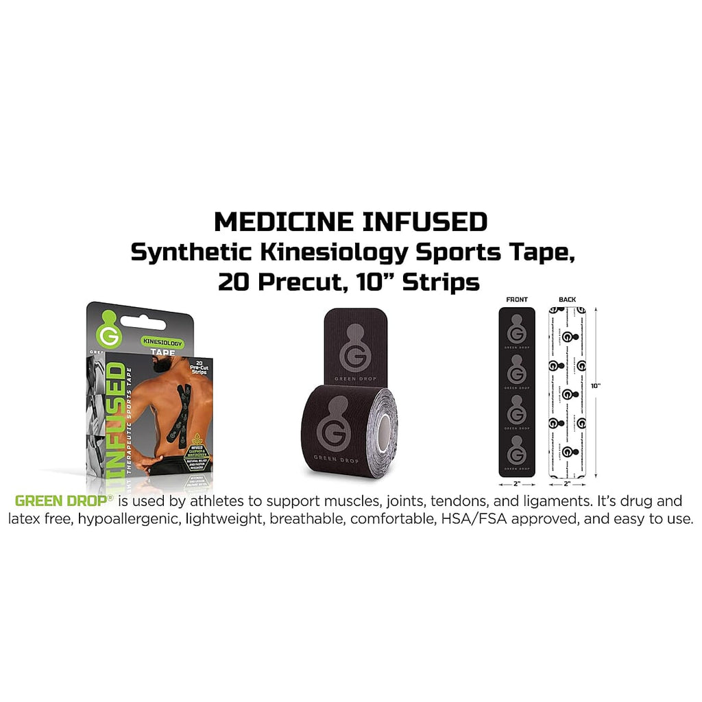 Green Drop Kinesiology Tape - Black