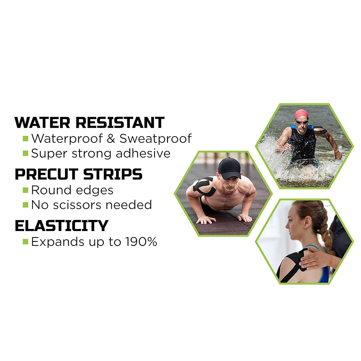 Green Drop Kinesiology Tape - Black