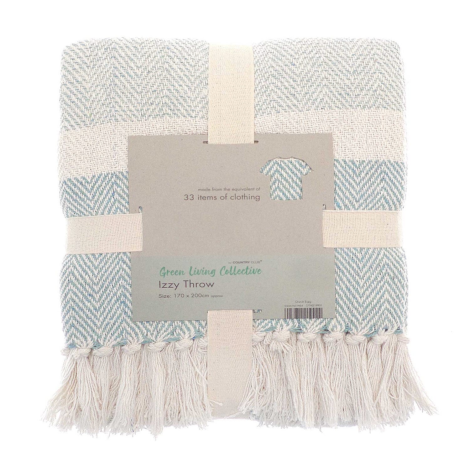Green Living Collective Cotton Throw Blanket (Size 200x170 cm) - Grey