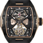 Gresham GI Special Edition Automatic Movt. 5ATM WR Skeleton Dial Mens Watch - Black - Rose