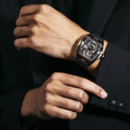Gresham GI Special Edition Automatic Movt. 5ATM WR Skeleton Dial Mens Watch - Black - Rose