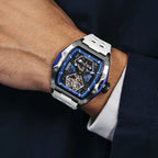Gresham GI Special Edition Automatic Movt. 5ATM WR Skeleton Dial Mens Watch - Silver - Blue