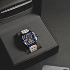 Gresham GI Special Edition Automatic Movt. 5ATM WR Skeleton Dial Mens Watch - Silver - Blue
