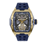 Gresham Genesis Automatic Skeleton Movement 5ATM Water Resistance Blue Dial Mens Watch with Blue Rubber Strap