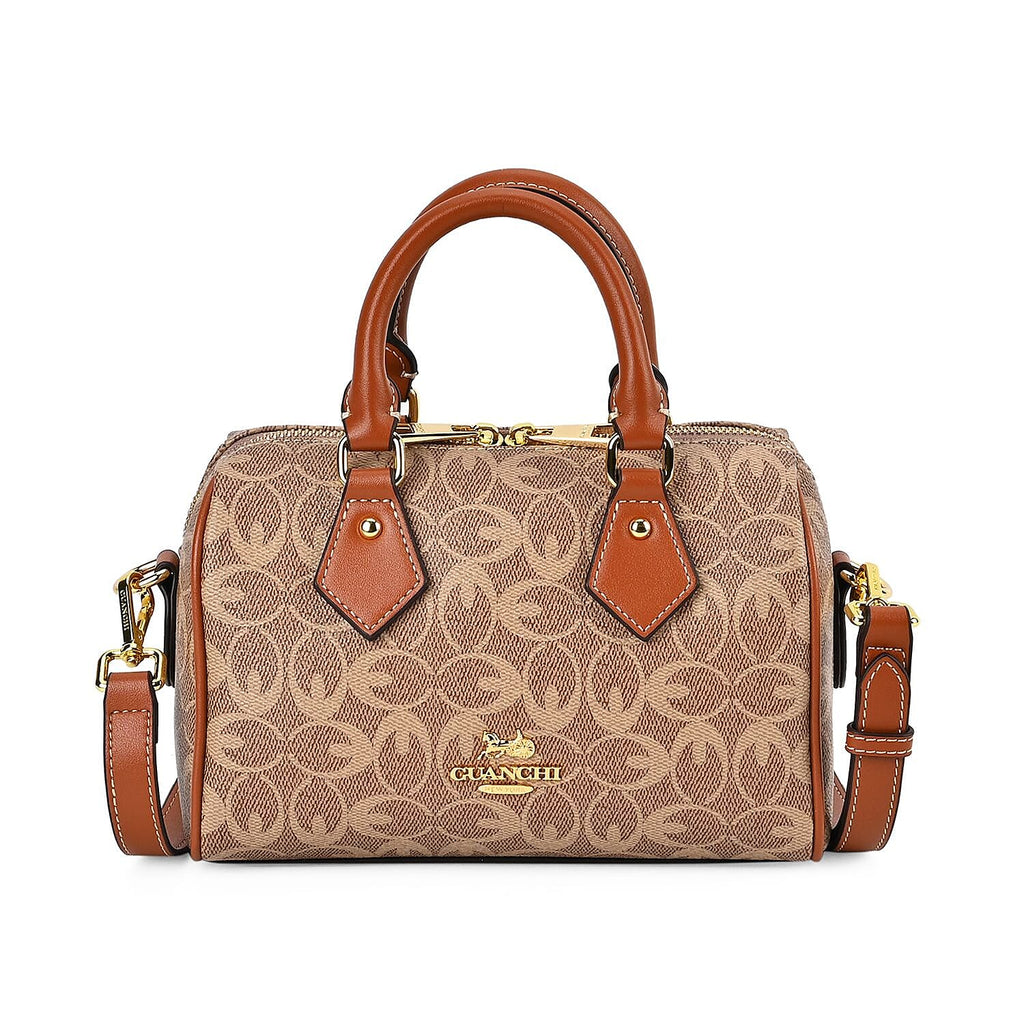 Guanchi Crossbody Bag with Exterior Zipped Pocket, Handle Drop - Shoulder Strap - Brown